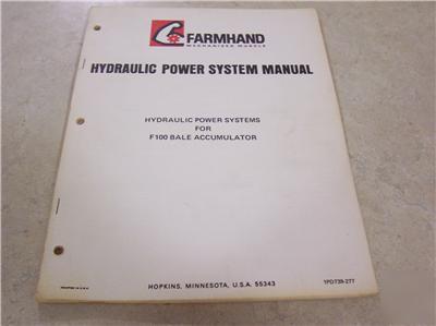 Farmhand F100 bale accumulator hydraulic power manual