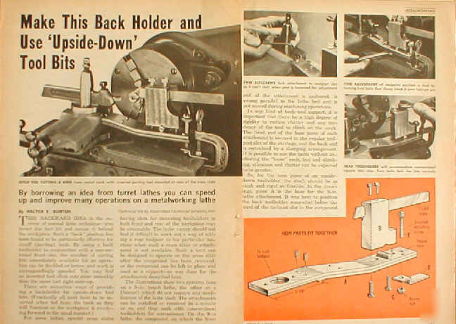 Back holder plans metal lathe use upside down tool bits