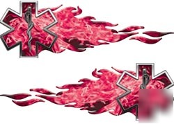 Flaming star of life decals 89S inf pink reflective