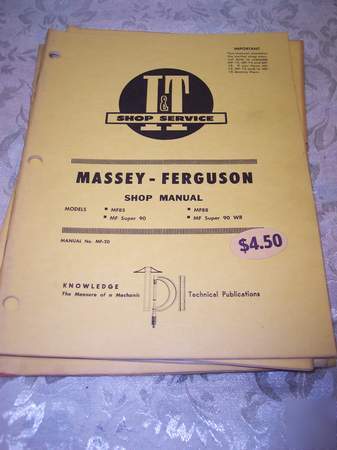 I & t massey ferguson MF85---88 shop manual 