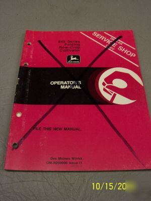 John deere operators manual dealer copy 845 cultivator