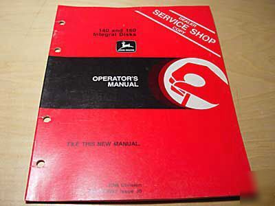 John deere 140 160 integral disk operator's manual jd