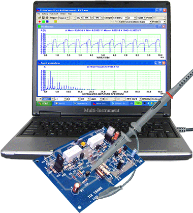Oscilloscope, sound analyzer software using sound card