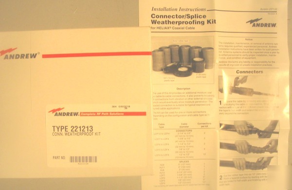 Andrew type 221213 weatherproofing kit for heliax