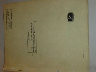 John deere no. 6 forage harvester parts book manual