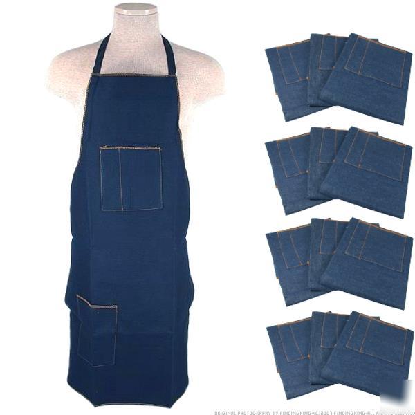 New 1 dozen heavy duty denim aprons tool shop work shop 