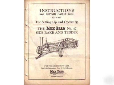 New idea side rake tedder operator's parts list manual