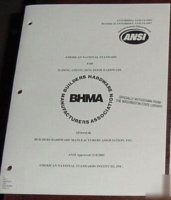 Ansi/bhma standard sliding & folding door hardware