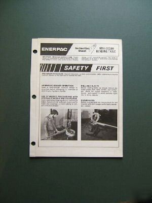 Enerpac mini-eegor bending table instruction booklet