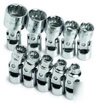 10PC 1/4IN. dr. sae std 12 pt flex socket set -s k tool