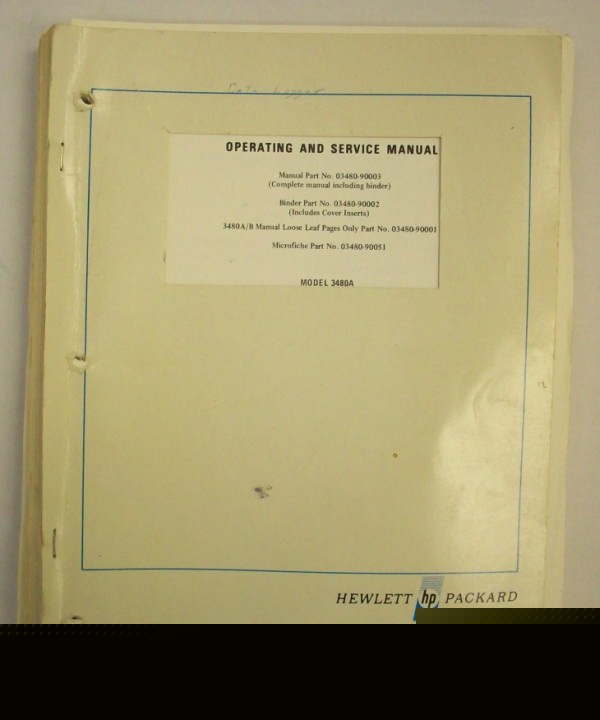 Hp 3480A/3480B operating and service manual - $5 ship 