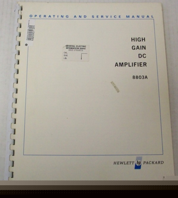 Hp 8803A high gain dc amplifier op/svc manual - $5 ship