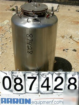 Used: tank, 25 gallon, 304 stainless steel, vertical. 1