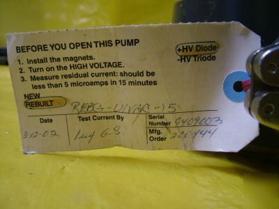 Ulvac japan ltd. ion pump pst-15CSX