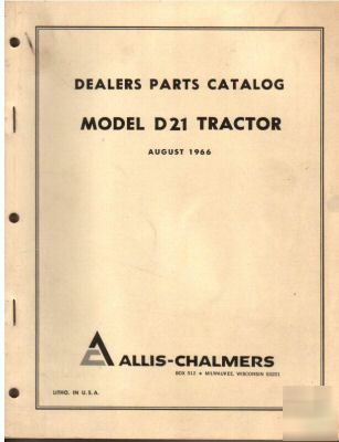 Allis chalmers D21 tractor spare parts book catalog
