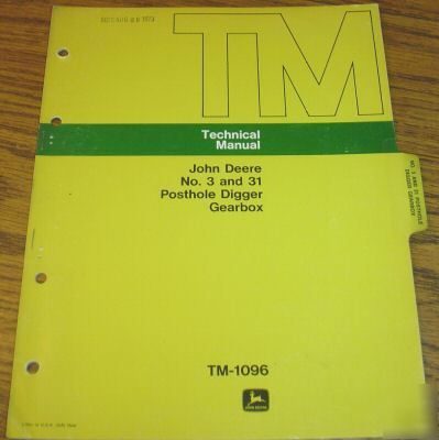 John deere no. 3 & 31 posthole digger technical manual