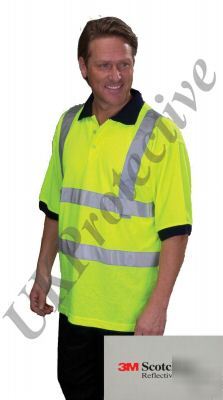 Hi vis viz yellow short sleeve polo shirt workwea - 2XL