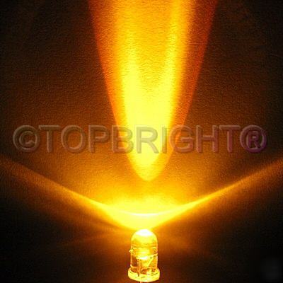 100PC ultrabright yellow led 5MM 12000MCD free resistor