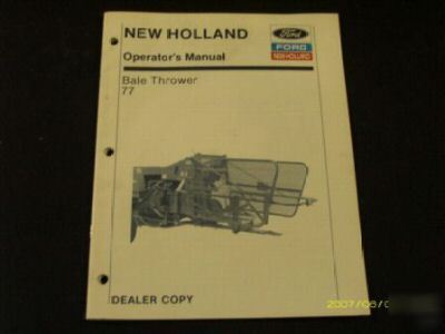 New holland 77 bale thrower dealer operators manual