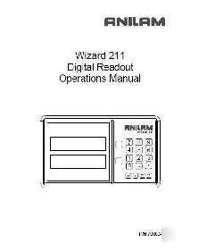 Anilam wizard 211 dro digital readout owners manual