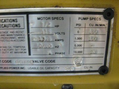 Enerpac hydraulic powerpack pump 0.5HP 115V tested