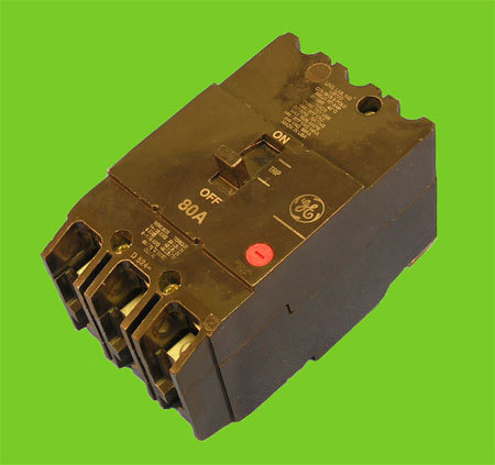 G.e. breaker, TEY380, 3 pole 80 amp tey, warranty 