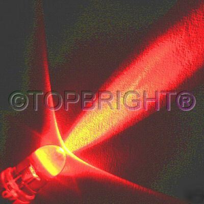 1000 pc megabright red led 5MM 30KMCD free resistor