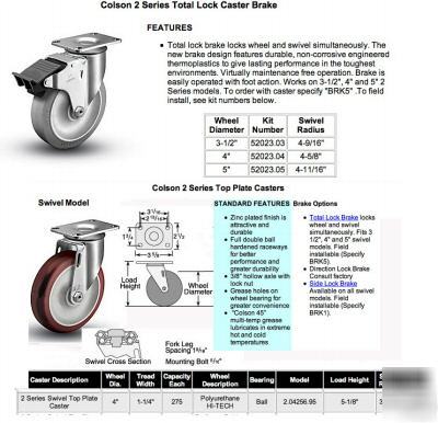 New 4 â€œ swivel lock caster (colson hi-tech) 80/20