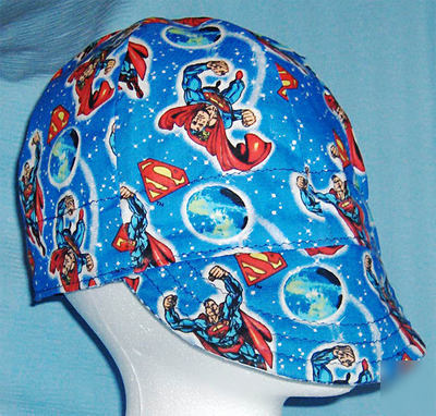 New superman welding cap hat reversible biker sz 7 5/8 