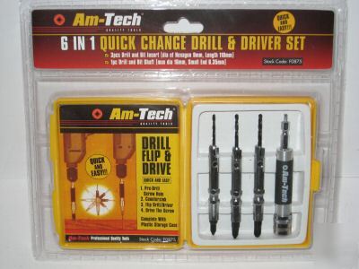 Am-tech 6 in 1 quick change drill & driver set