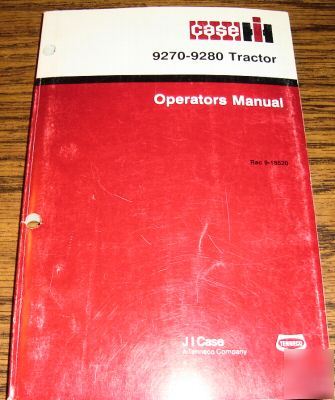 Case ih 9270 & 9280 tractor operator's owner's manual