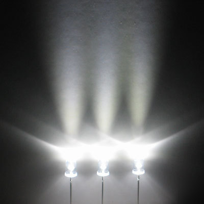 Pure white led set of 100 super bright 5MM 32000MCD f/r