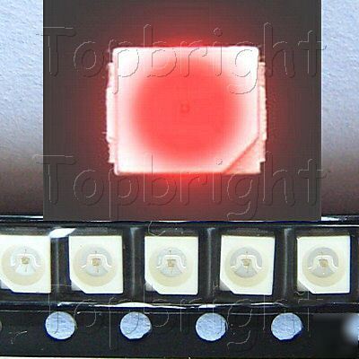 New 50 pcs plcc-2 power top smd smt 1300 mcd red led 