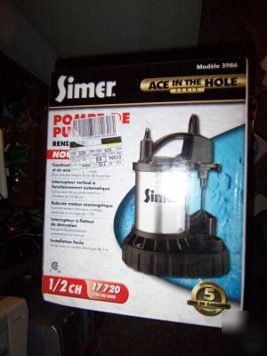 Simer 1/2 hp stainless steel sump pump 