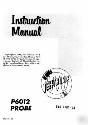 Tek tektronix P6012 probe operation & service manual