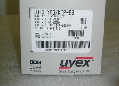 New in box uvex laser safety glasses lotg-yag/ktp-es
