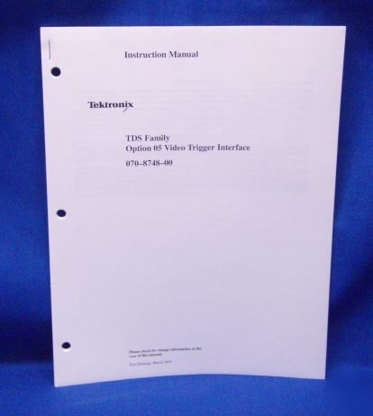 Tektronix tds family option 05 instruction manual