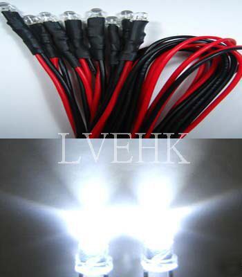80P 12VDC pre wired superbright 3MM white led 10,000MCD