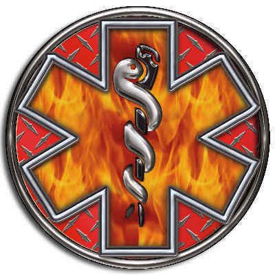 Ems star of life ambulance flames custom decal sticker