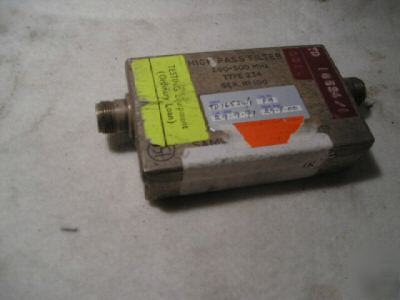 High pass filter 200-500MHZ -50DB outside