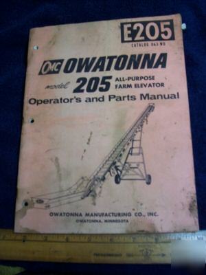 Owatonna operators manual parts l mod 205 farm elevator