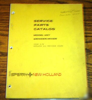 New holland 357 grinder mixer parts catalog manual nh