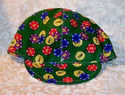 Poker chips welder welding biker hat, your size