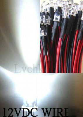 100P 12VDC pre wired 5MM 30,000MCD white led custom car