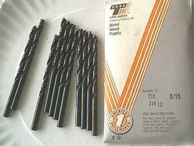 New usa made 3/16 jobber length drill bits 11 pack