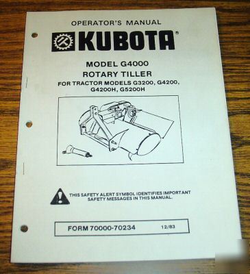 Kubota G3200 G4200 G4200H G5200H tractor tiller manual