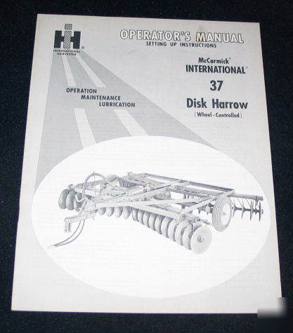 Ih intl harvester 37 disk harrow wheel controlled