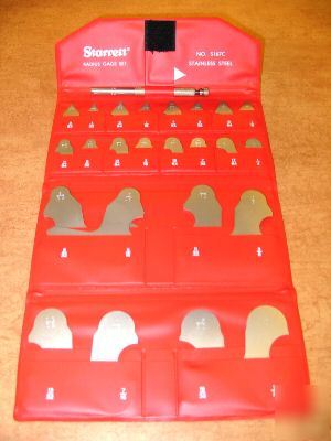 New starrett S167CHZ radius gage set inch and holder