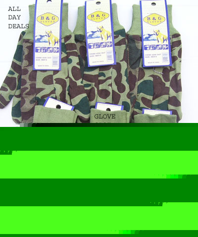 12 pr camo green jersey work gloves w/ dots hunting $36