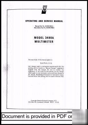 Agilent hp 3490A operation & service manual